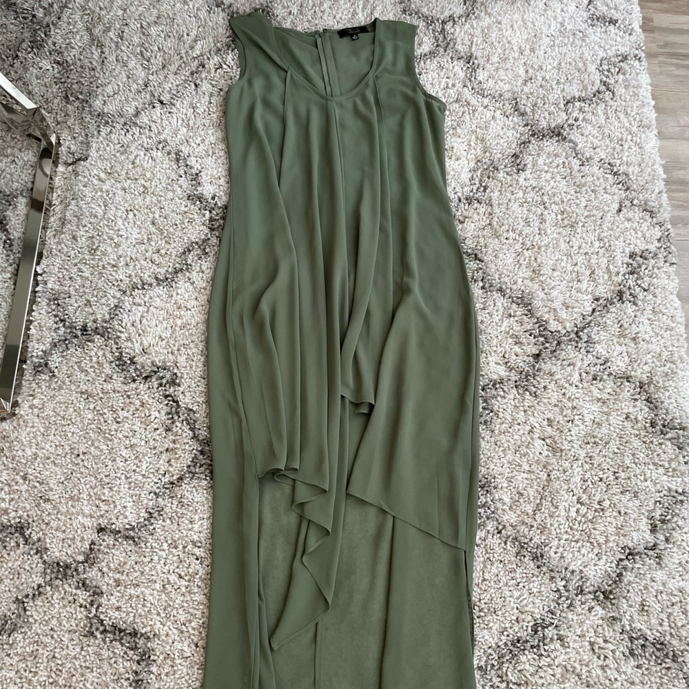 NENE by NeNe Leakes Women's Sleeveless Sheer High-Low Olive Green Dress Size 6